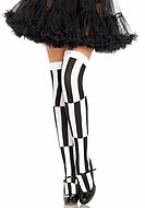 Thigh high stay-ups, opaque fabric, thick stripes